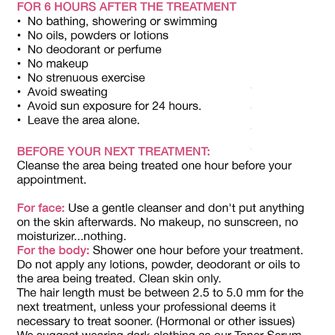 Epilfree Aftercare Instructions